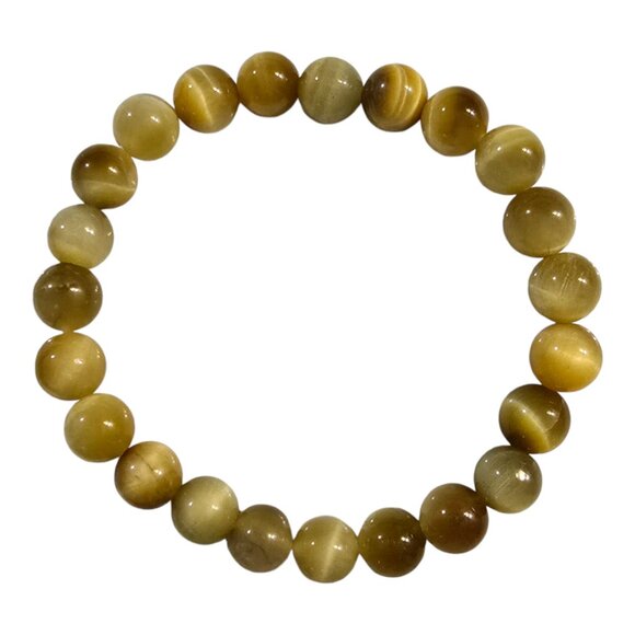 Genuine Yellow Tiger's Eye 8" Gemstone Bracelet (Unisex) [G6108-6] - Picture 2 of 3